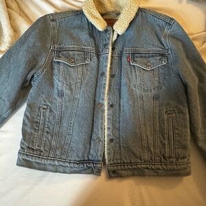Levi's Blue Denim Jacket with Cream Sherpa Lining